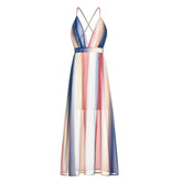 Zyva – Gestreiftes Chiffon-Midikleid mit Schleife
